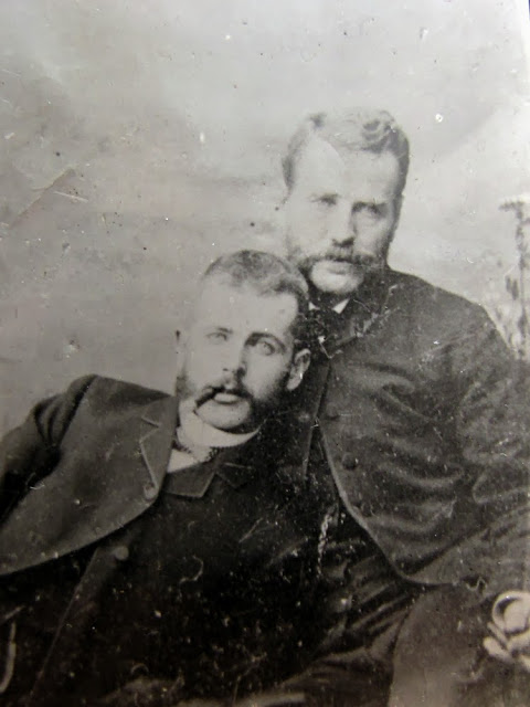 A picture from the collection of Sparrow Salvage. Two friends, seemingly brothers looking like they decided to have their picture taken together after a night on the town. Taken in 1890.